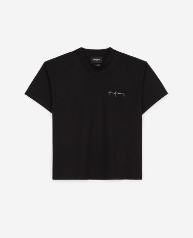 Black cotton T-shirt with embroidered logo