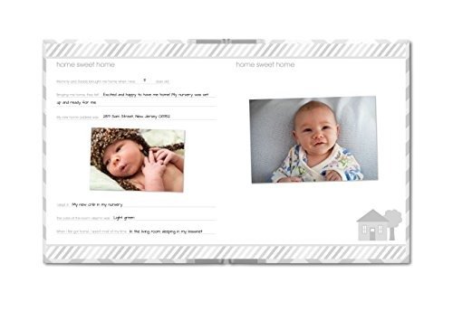 First 5 Years Chevron Baby Memory Book with Clean-Touch Baby Safe Ink Pad to Make Baby’s Hand or Footprint Included, Gray