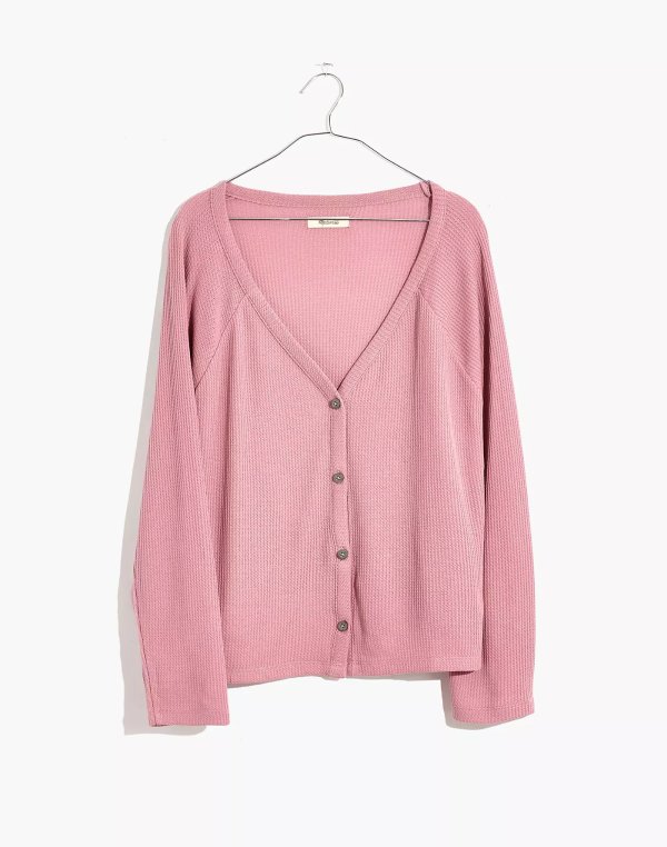 Waffle Knit Button-Front Pajama Top