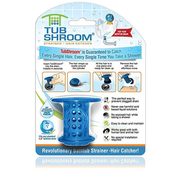 The Revolutionary Tub Drain Protector Hair Catcher/Strainer/Snare, Blue