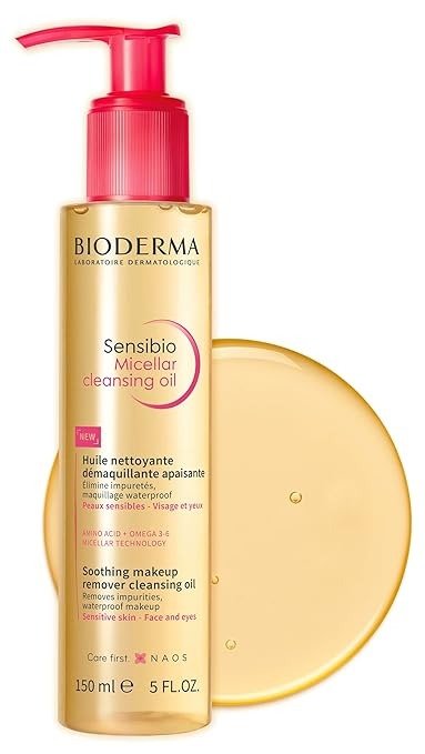 Sensibio Micellar Cleansing Oil, 1st Ecobiological Micellar Oil Formula Cleanser That Deeply Cleanses, Soothes & Nourishes Skin with Oil-to-Milk Texture, Fragrance-Free, & GentleTo Skin