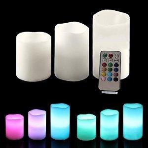 Ohuhu Real Wax Battery-Powered Flameless Candles / Color Changing Candles / LED Tealight Candles, 3-Pack