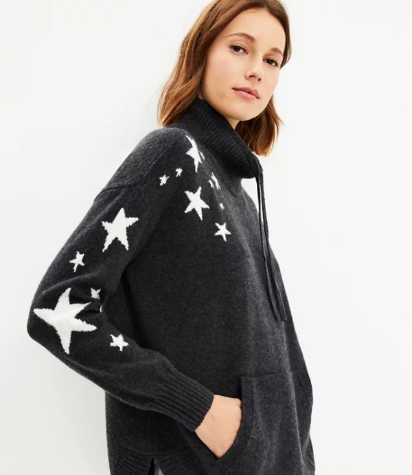 LOFT LOFT Lou & Grey Star Drawstring Neck Pocket Sweater