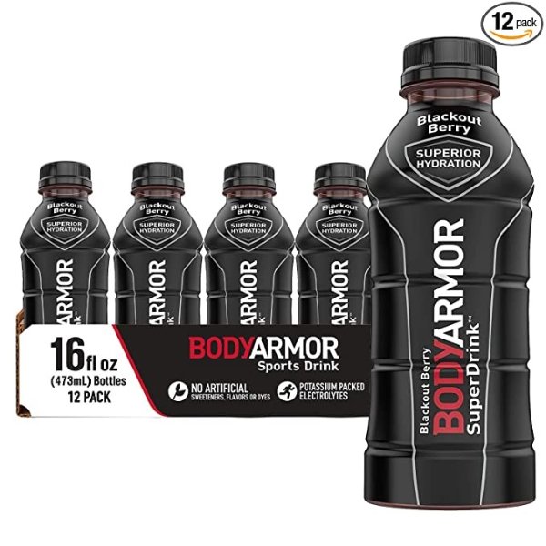 Sports Drink Sports Beverage, Blackout Berry, Natural Flavors With Vitamins, Potassium-Packed Electrolytes, No Preservatives, Perfect For Athletes, 16 Fl Oz (Pack of 12)