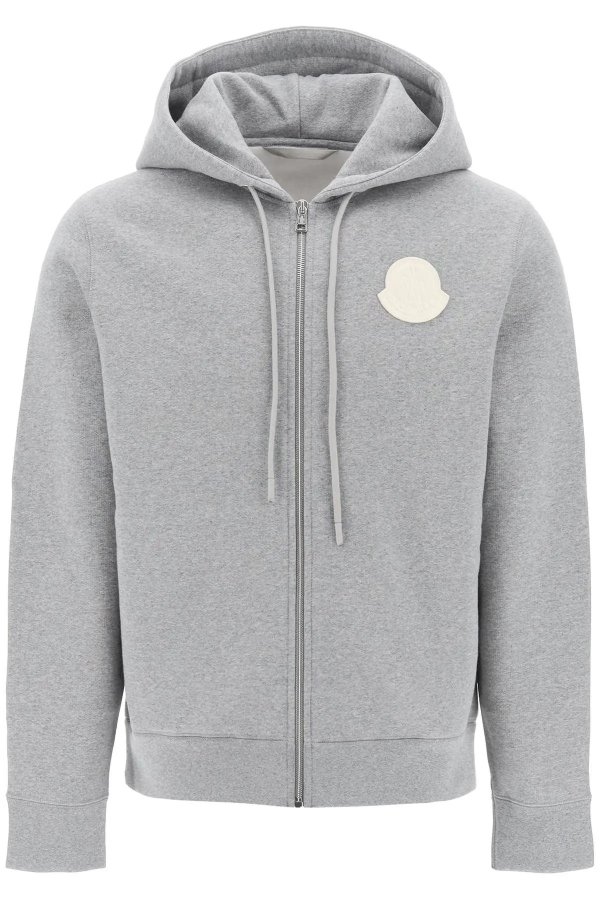 basic logo patch zip-up hoodie