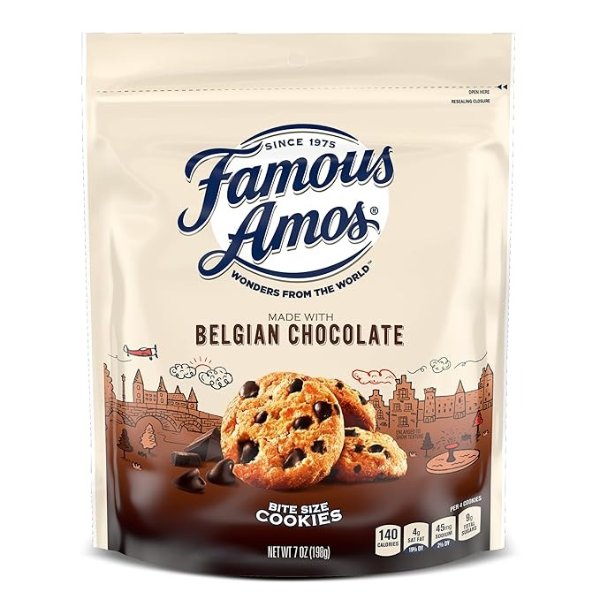 Wonders of the World Belgian Chocolate Chip Cookies | Bite-Sized Gourmet Chocolate Chip Cookies in a Resealable 7 oz Bag