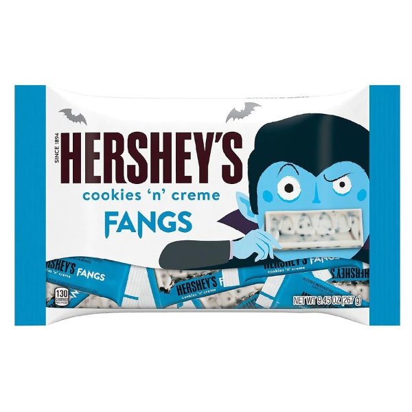 Hershey's Fangs, Snack Size Candy Bars, Halloween, Small Bag Cookies 'n' Creme
