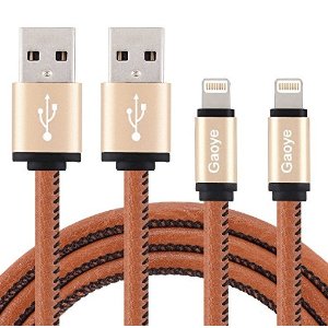 Lightning Cable, Gaoye iPhone Charger 3.3FT Certified Lightning to USB Cable Leather Cable Data Sync 8 Pin Fast Charging Cord for Apple iPhone iPad iPod (2 Pack)
