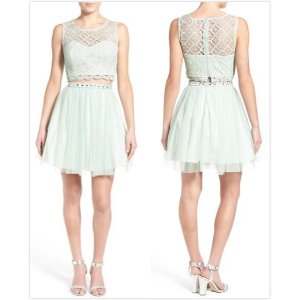 Sequin Hearts Crochet Lace Two-Piece Party Dress On Sale @ Nordstrom