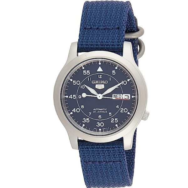 Men's SNK807 SEIKO 5 Automatic Stainless Steel Watch with Blue Canvas Band