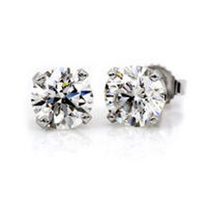 14K WG 1/2ctw Round Diamond 4-Prong Stud Earrings (H-I,I2)