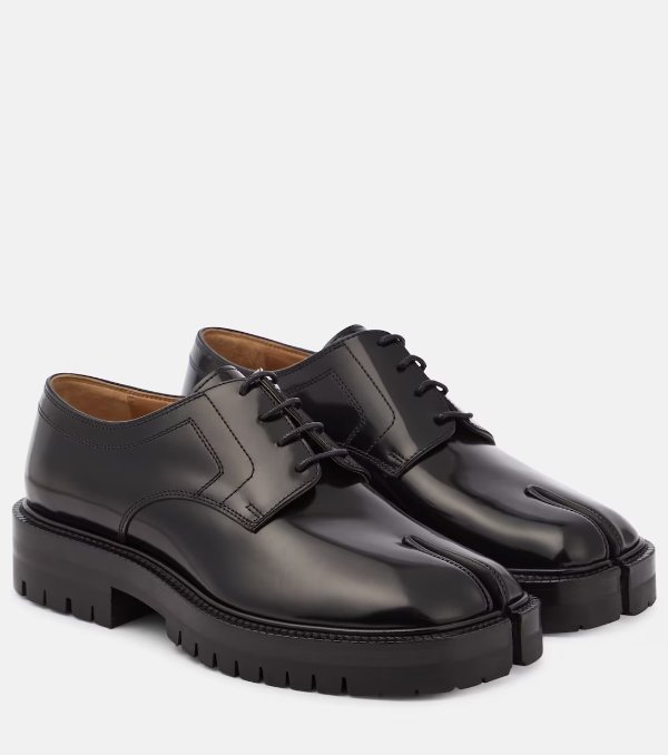 Tabi Leather Derby Shoes in Black - Maison Margiela | Mytheresa