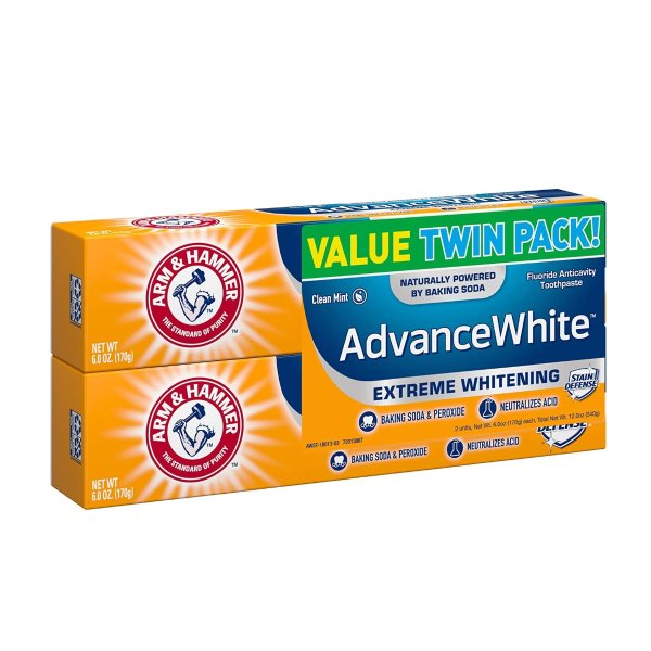 Arm & Hammer Twin Pack (Contains Two 6oz Tubes)
