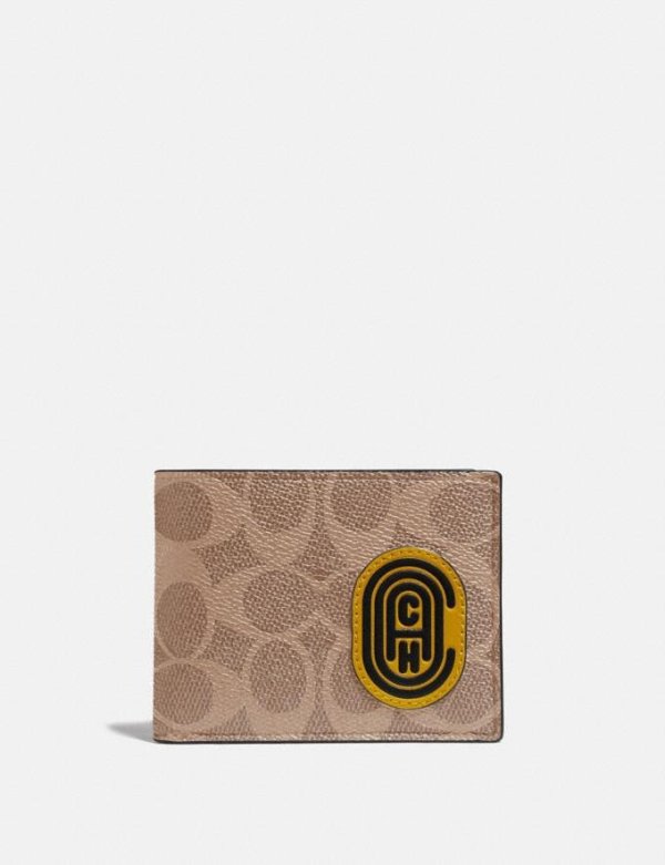 Slim Billfold Wallet in Signature Canvas With Coach Patch