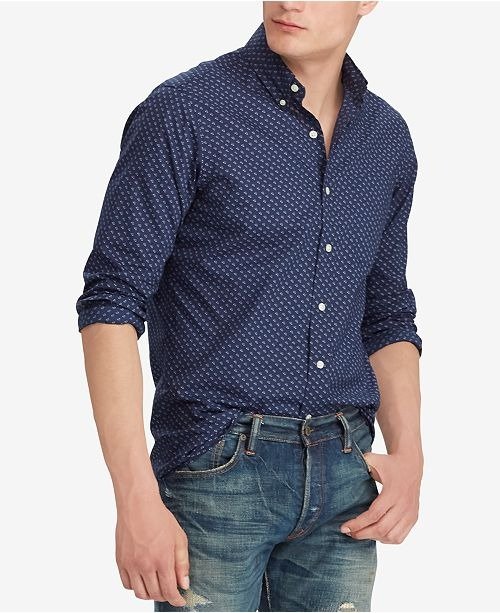 Men's Classic Fit Printed Cotton Shirt