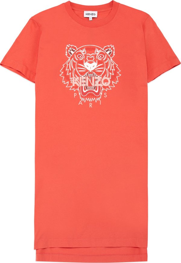 - Tiger T-Shirt Dress - Red Orange