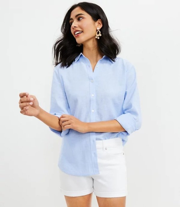 Linen Blend Everyday Shirt | LOFT