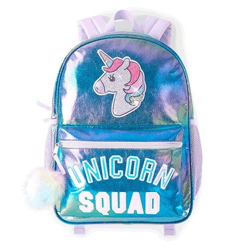 Girls Unicorn Rainbow Metallic Backpack