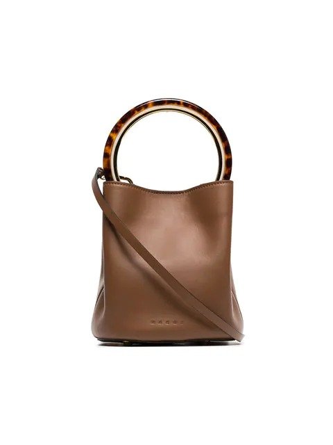 brown Pannier resin handle leather bucket bag