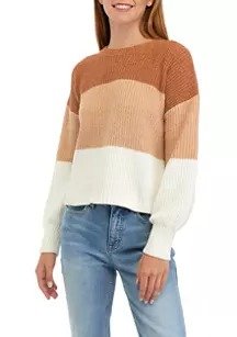 Juniors' Chenille Color Block Sweater
