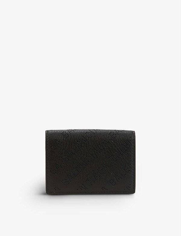 Logo-perforated leather wallet