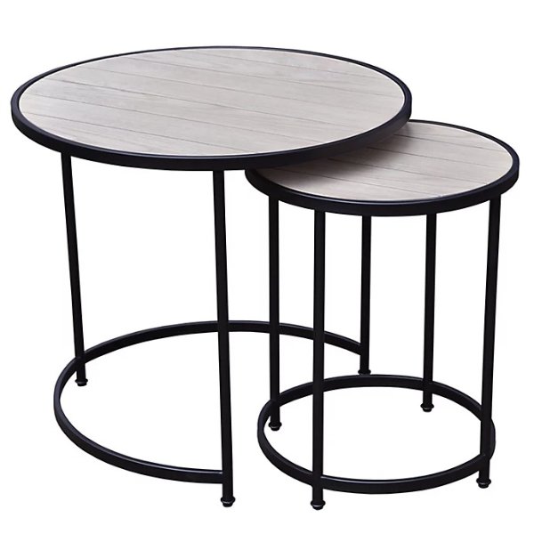 Bee & Willow™ 2-Piece Round Nesting Side Table Set in Light Natural | Bed Bath & Beyond