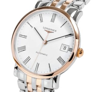 LONGINES Elegant White Dial Steel and 18K Rose Gold Automatic Ladies Watch Item No. L4.809.5.11.7