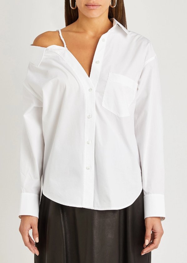 White cut-out cotton-poplin shirt