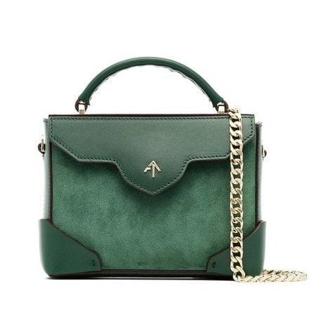 green micro bold leather shoulder bag