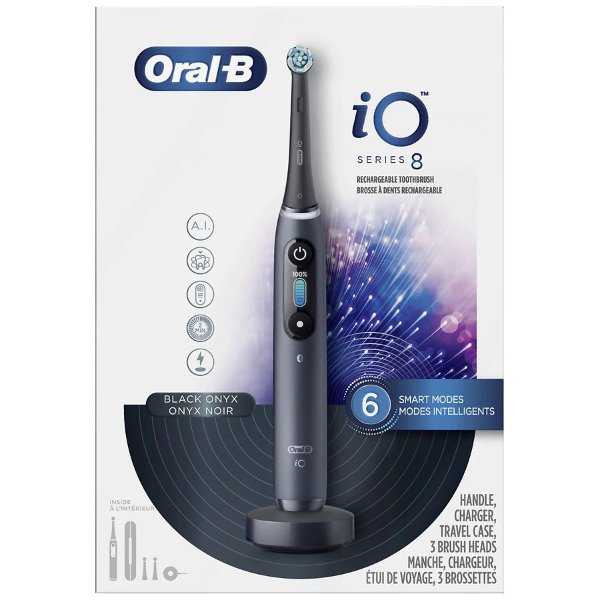 iO Series 8 Electric Toothbrush with 3 Brush Heads Black Onyx