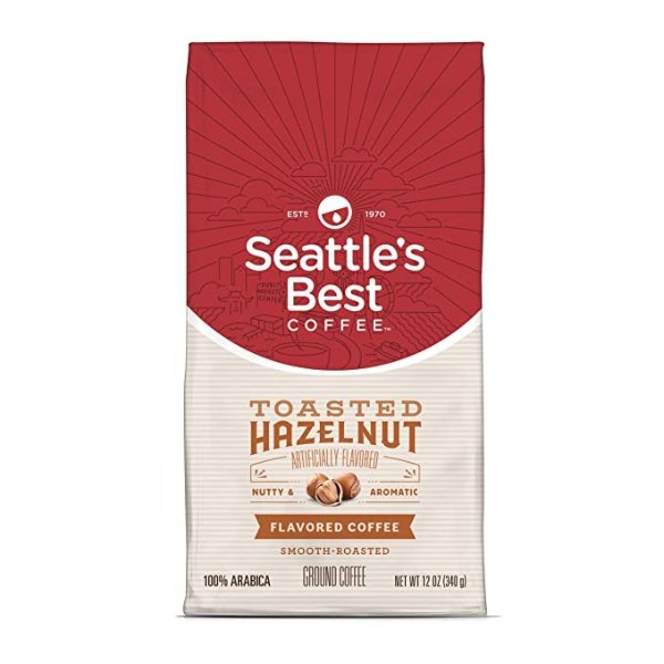 Toasted Hazelnut Flavored Medium Roast Ground Coffee, 12 Ounce (Pack of 1)
