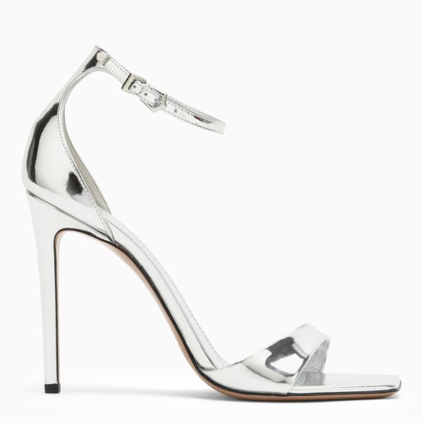High silver leather sandal