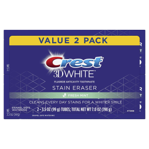 Crest 3D Whitening Toothpaste, Fresh Mint, 2 Count