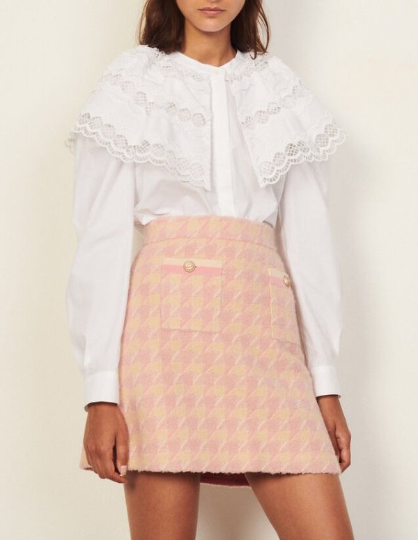 Two-tone tweed skirt