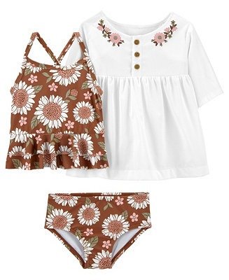 Baby Girls 3-Piece Tankini and Cover-Up Set