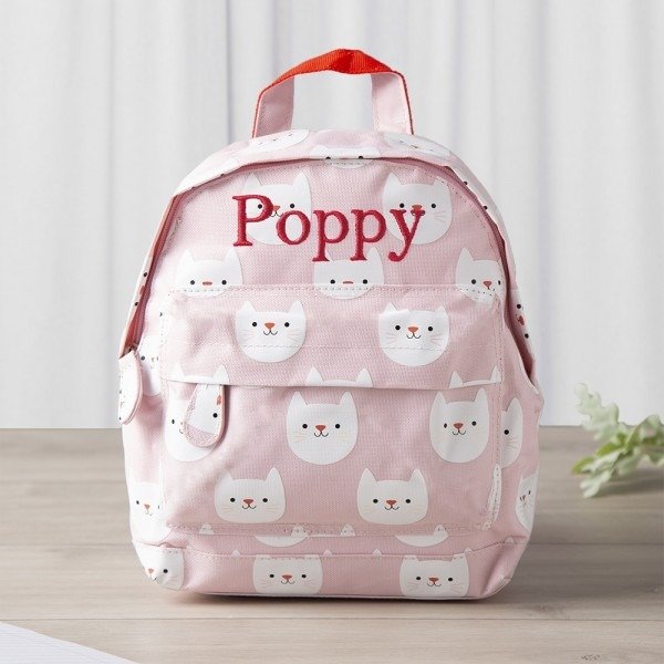 Personalized Pink Cat Print Backpack
