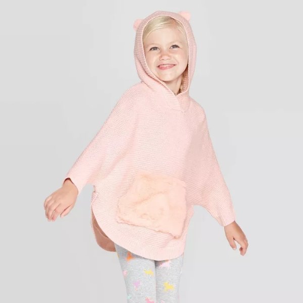 Toddler Girls' Critter Poncho Sweater - Cat & Jack™ Light Pink