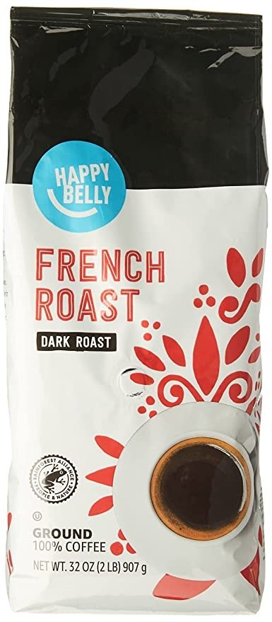 Amazon Brand - Happy Belly French Roast Ground Coffee, Dark Roast, 32 Ounce