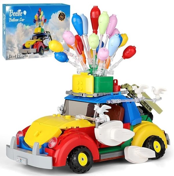 Beetle Balloon Car Building Toy Set for Kids, STEM Creative Christmas Friends Gift Toys for Girls Boys Aged 8-10 11 12+ and Adults (1056 Pieces)