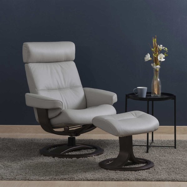 Leather Recliner & Ottoman