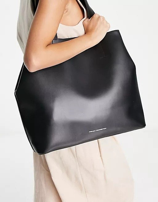 structured tote in black