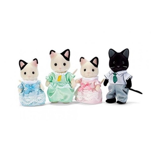 Tuxedo Cat Family, 4 Poseable Figures