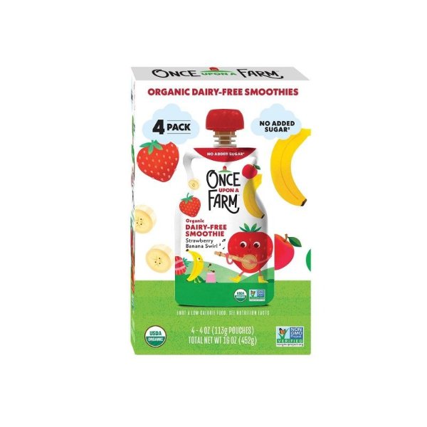 Organic Strawberry Banana Swirl Dairy-Free Smoothie - 4ct/4oz Pouches