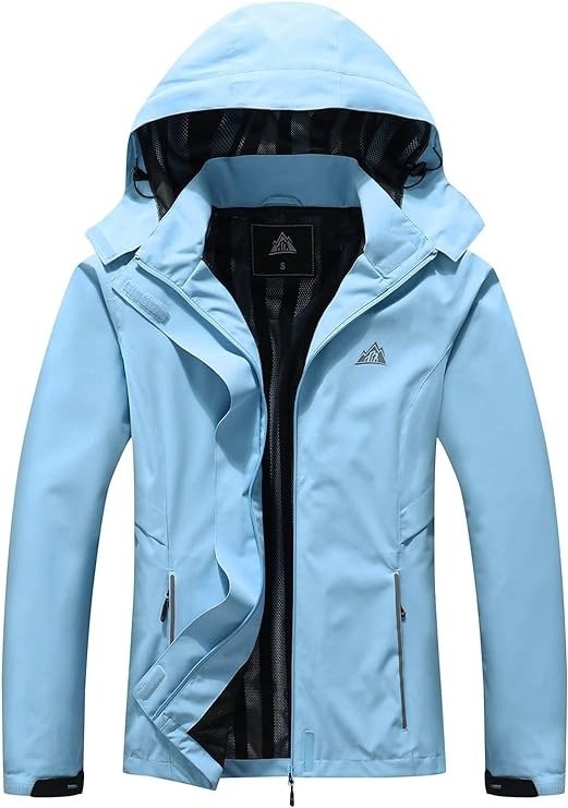 Women's Waterproof Rain Jacket Lightweight Raincoat Hooded Hiking Jacket Softshell Windbreaker