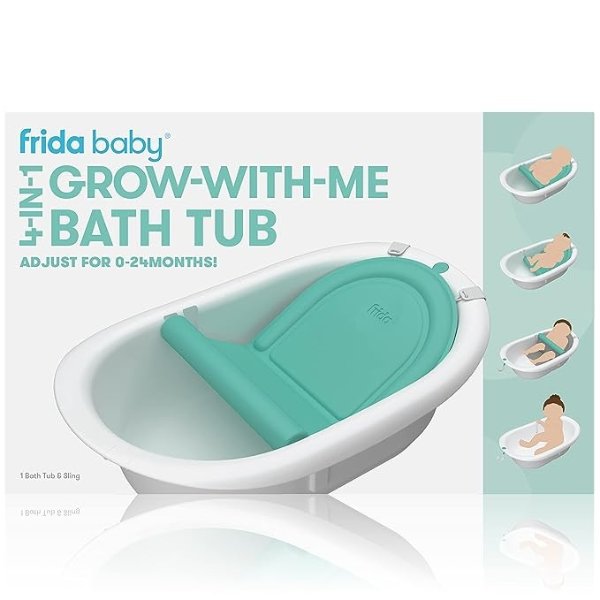 Frida Baby 4-合-1 宝宝浴盆，带可拆卸浴缸座椅和靠背