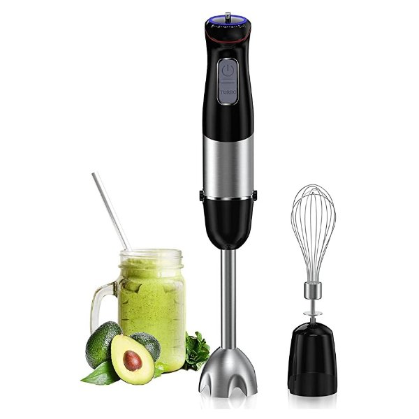 Immersion Blender, 2-in-1 Multi-Purpose Hand Blender, 500W Multifunctional Hand Blender with Whisk, 6-Speed and Turbo Mode, 304 Stainless Steel Handheld Stick Blender for Smoothies, Puree Baby Food and Soups
