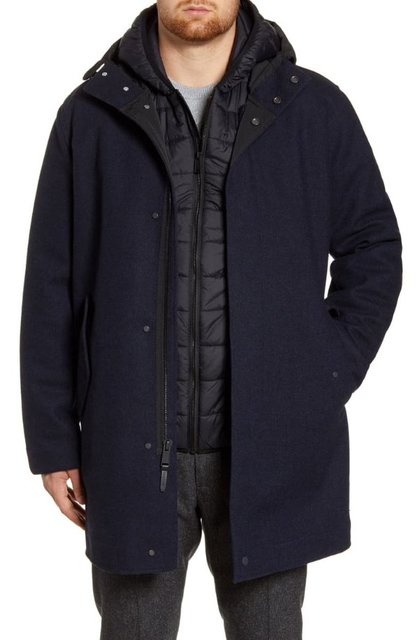 3-in-1 Insulated Bonded Tweed Parka