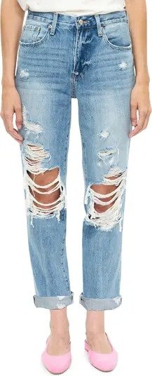 Presley Destroyed High Waist Relaxed Jeans