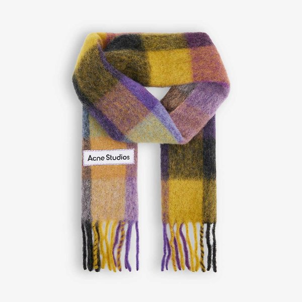Vally checked wool-blend scarf
