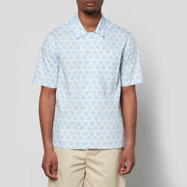 Heart-Print Cotton-Poplin Shirt